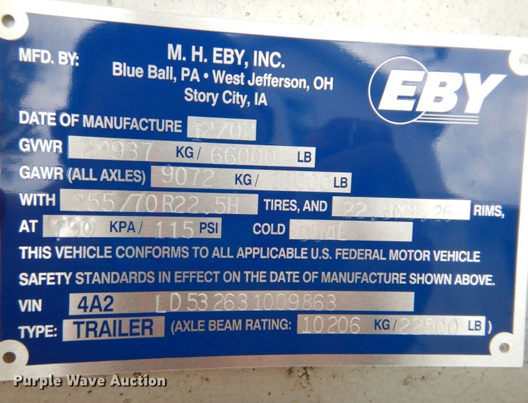 image for item DK2026 2004 M.H. EBY TransPork  livestock trailer