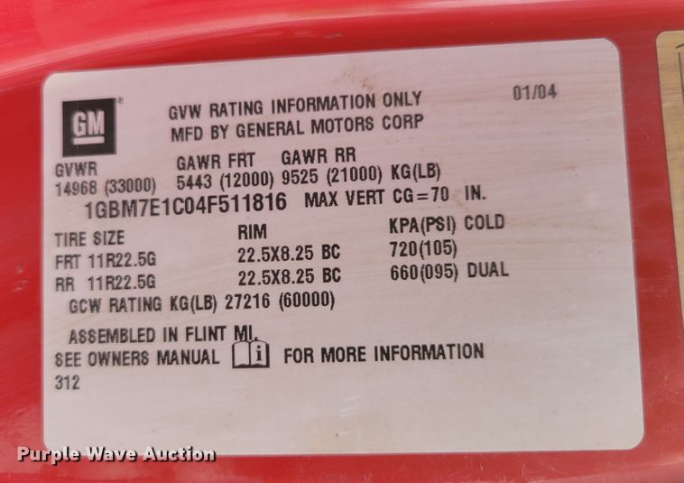 image for item DM8011 2004 Chevrolet C7500  Crew Cab flatbed truck