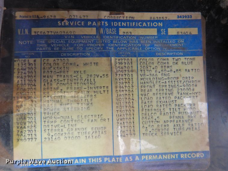 image for item DP4822 1977 GMC 6500  grain truck