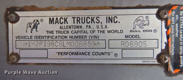 image for item DP4823 1990 Mack RD690S  manure spreader truck