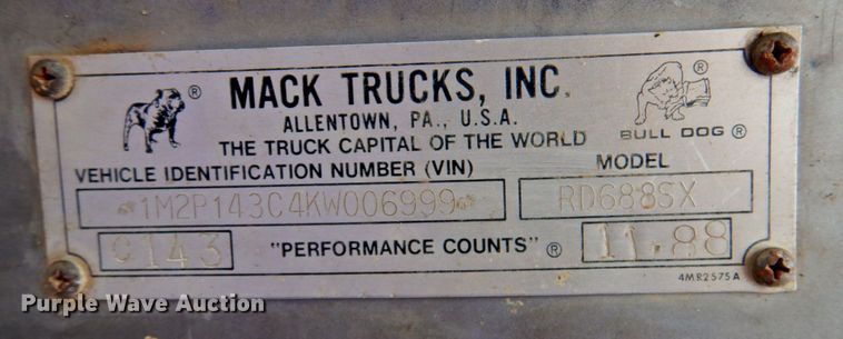 image for item DP4824 1989 Mack RD688SX  manure spreader truck