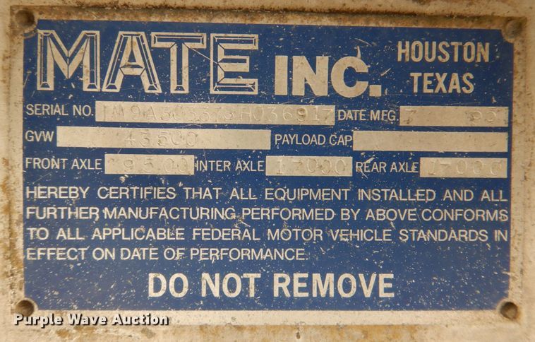 image for item DR1956 1995 Mate  end dump trailer