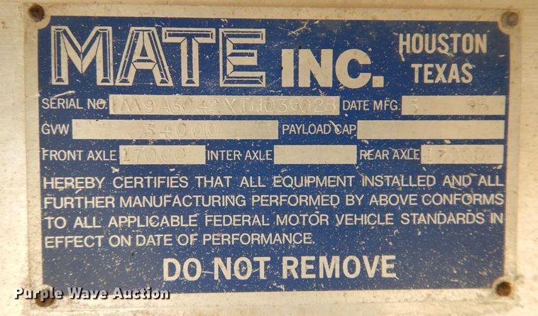 image for item DR1957 1996 Mate  end dump trailer