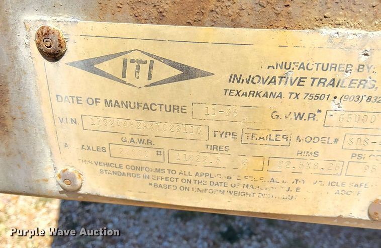 image for item JM9154 1999 Innovative Trailers SDS-48  walking floor trailer