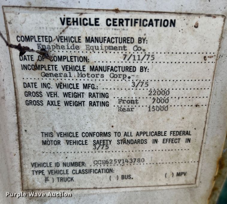 image for item MR9795 1975 Chevrolet C60  dump flatbed truck