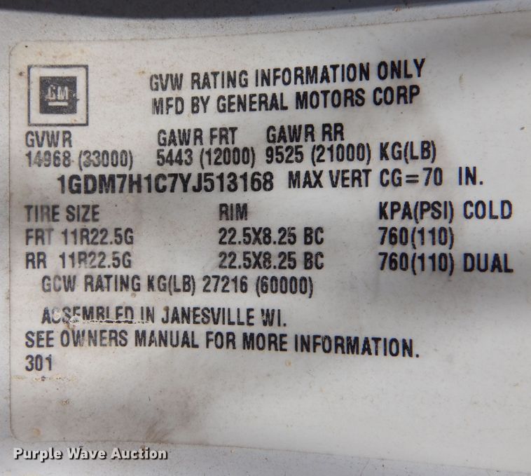 image for item DB7849 2000 GMC C7500  bucket truck