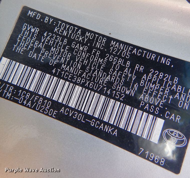 image for item DB7922 2006 Toyota Camry Solara