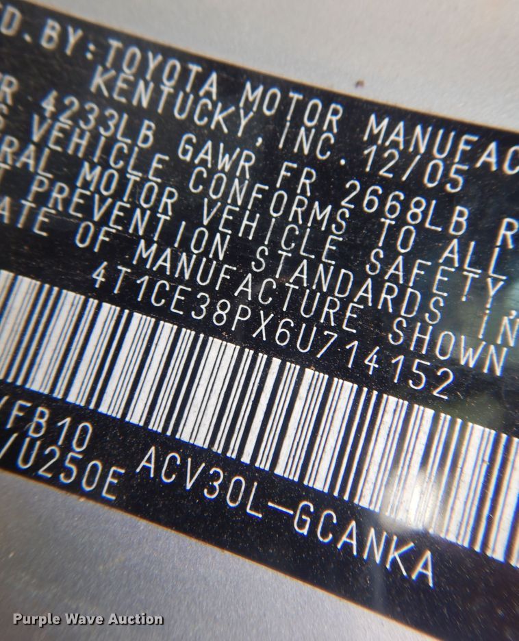 image for item DB7922 2006 Toyota Camry Solara