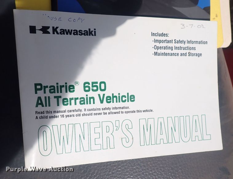 image for item DF8395 2002 Kawasaki Prairie 650  ATV