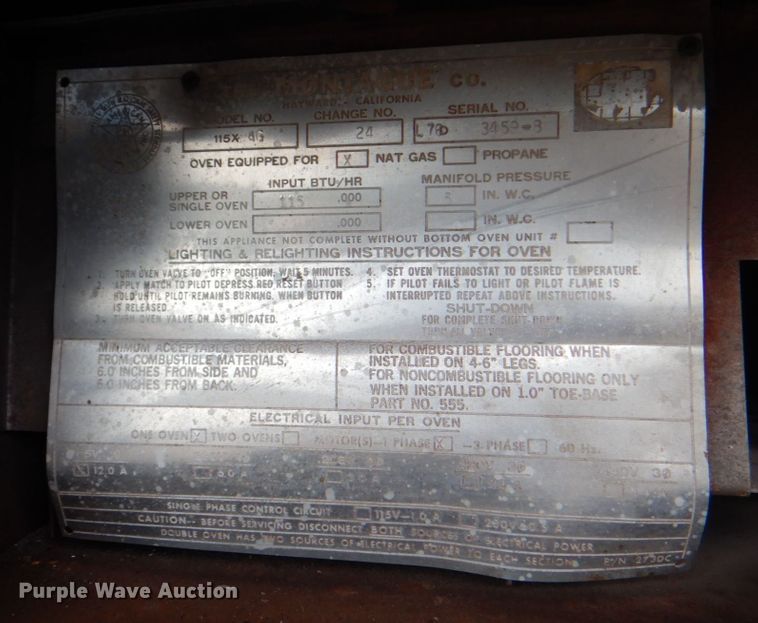 image for item DH7507 (4) Montague 115XAG convection ovens