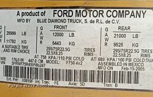 image for item DK0979 2005 Ford F750 Super Duty XLT  inspection truck