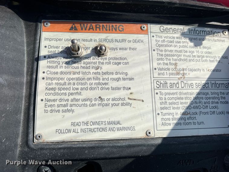 image for item DK7077 2010 Honda Big Red  utility vehicle