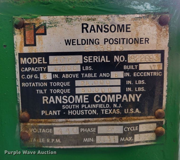 image for item DM7986 Ransome 40PA  welding positioner