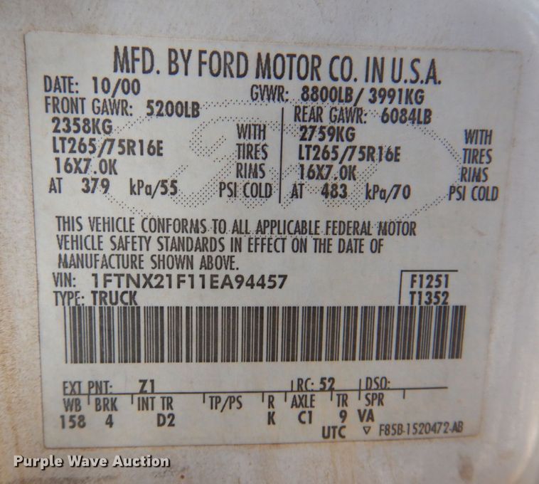 image for item DR1984 2001 Ford F250 Super Duty  SuperCab pickup truck