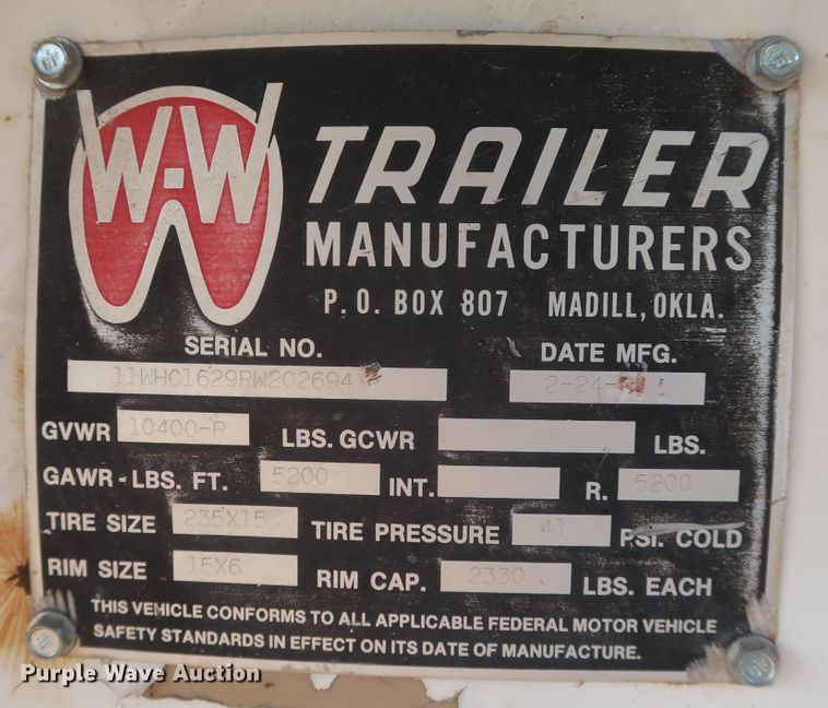 image for item JR9427 1994 WW  enclosed cargo trailer