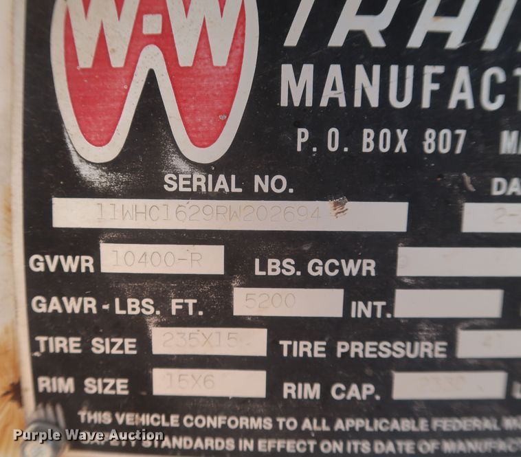 image for item JR9427 1994 WW  enclosed cargo trailer