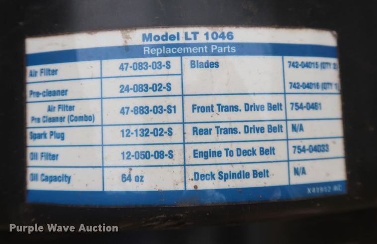 image for item JX9226 Cub Cadet LT1046  lawn mower