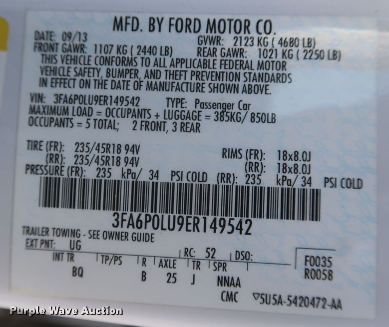 image for item JX9227 2014 Ford Fusion SE Hybrid