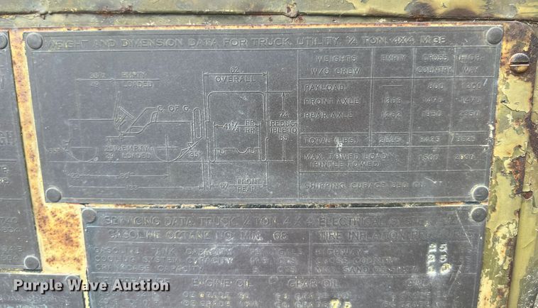 image for item JX9460 1951 Willy's Jeep M38  SUV