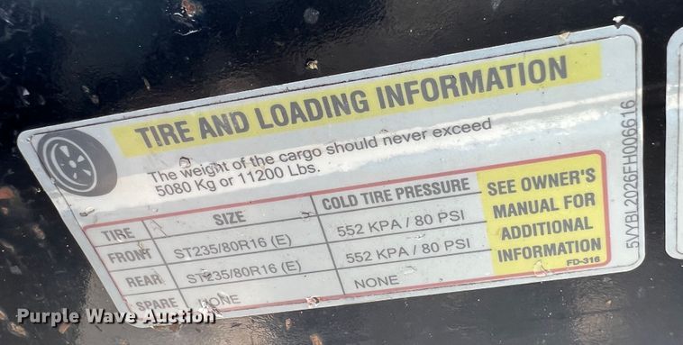 image for item JX9487 2015 Lonestar  tilt deck equipment trailer