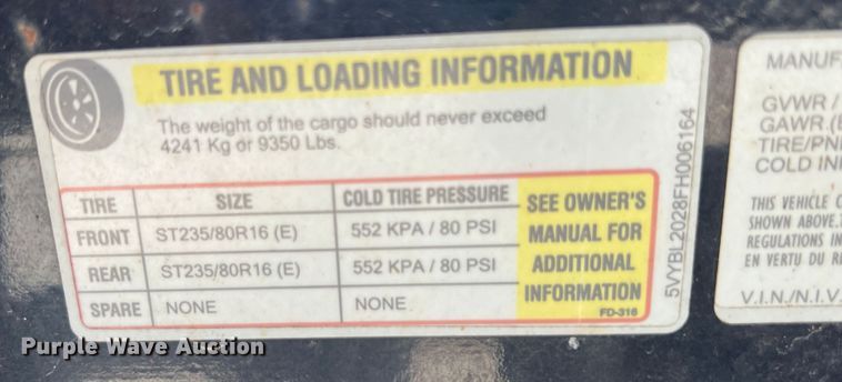 image for item JX9489 2015 Lonestar  equipment trailer