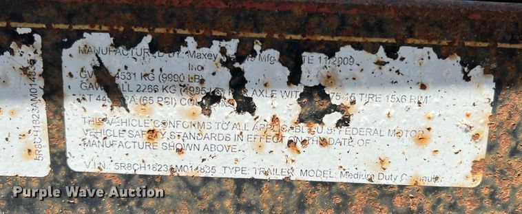 image for item JX9490 2010 Maxey  equipment trailer