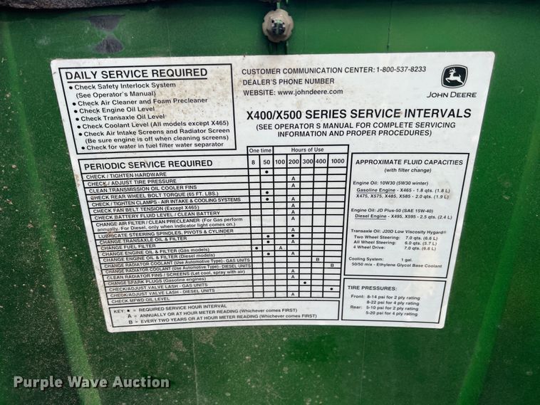 image for item JX9497 John Deere X475  lawn mower