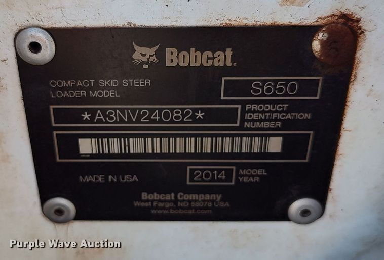 image for item LK9099 2014 Bobcat S650  skid steer loader