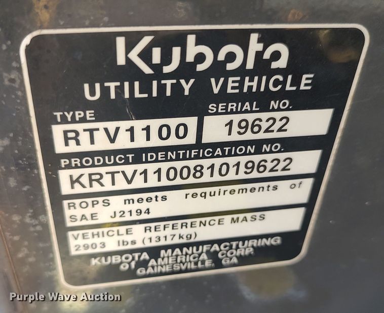 image for item LK9142 2008 Kubota RTV1100  utility vehicle