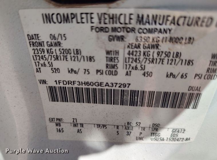 image for item LK9159 2016 Ford F350 Super Duty XL  flatbed pickup truck