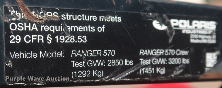 image for item LP9011 2018 Polaris Ranger 570  utility vehicle