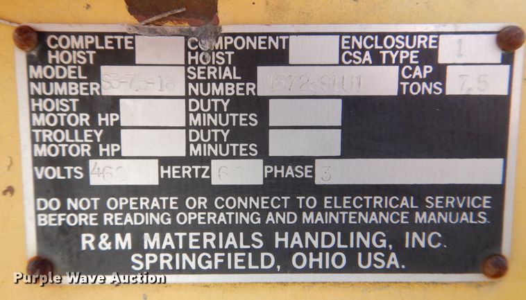 image for item MF9188 Spacemaster S3-7.5-18  bridge crane