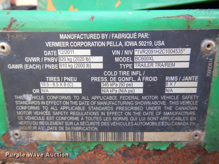 image for item MF9220 2012 Vermeer BC600XL  wood chipper