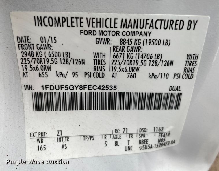 image for item MJ9085 2015 Ford F550 Super Duty  utility / service truck