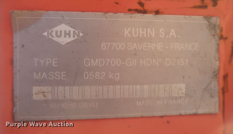 image for item MJ9124 Kuhn GMD700-GII  disc mower