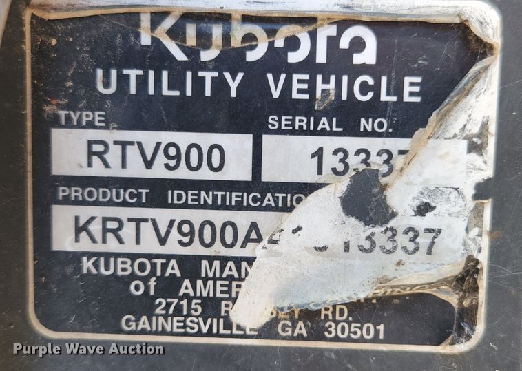 image for item MK9172 Kubota RTV 900  utility vehicle