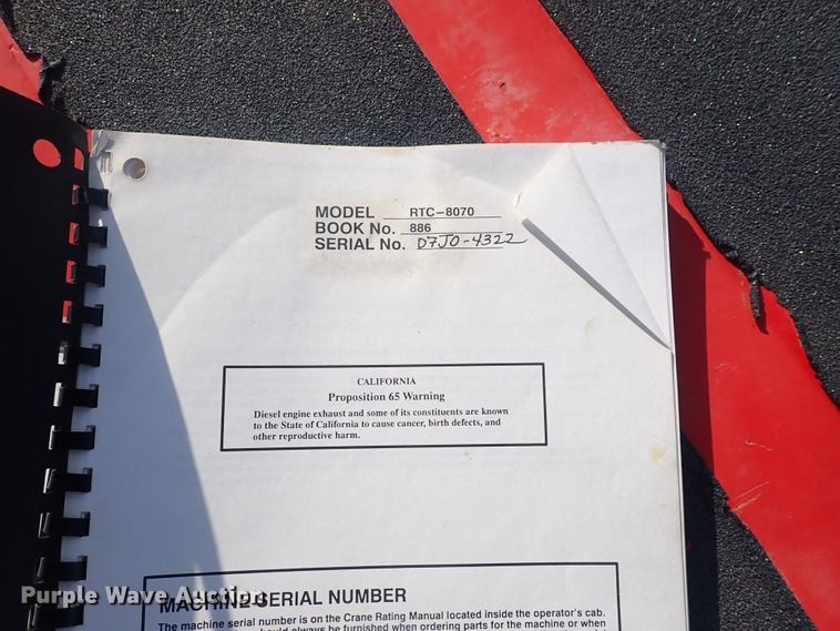 image for item DF5077 2000 Link Belt RTC 8070  crane