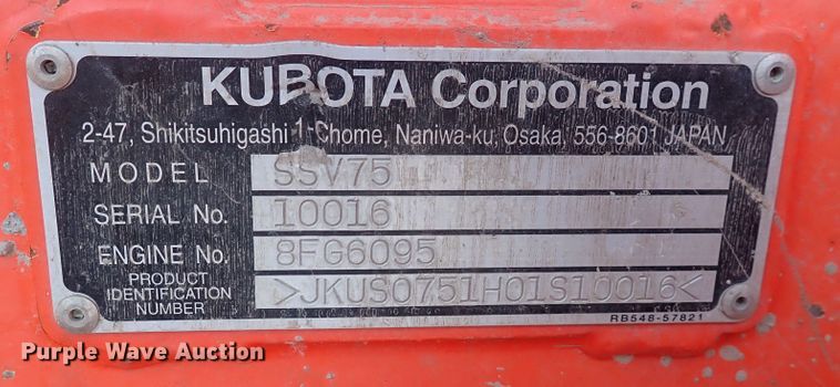 image for item DG2709 2016 Kubota SSV75  skid steer loader