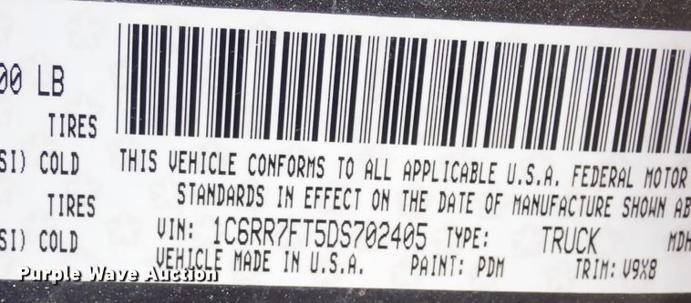 image for item DJ7702 2013 Dodge Ram 1500  Quad Cab pickup truck