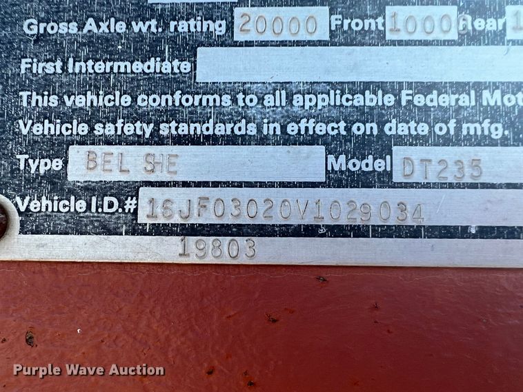 image for item DJ7705 1997 Belshe DT235  equipment trailer