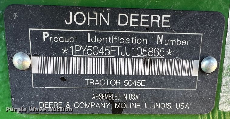 image for item DJ7710 2018 John Deere 5045E  MFWD tractor