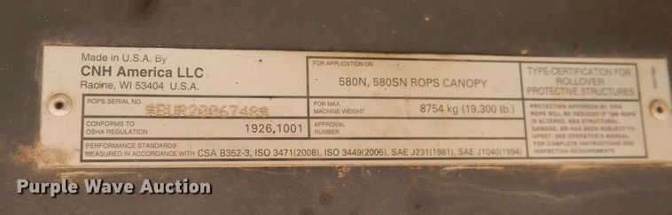 image for item DJ8989 2011 Case 580N  backhoe