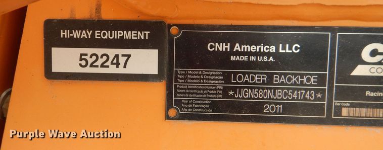 image for item DJ8989 2011 Case 580N  backhoe