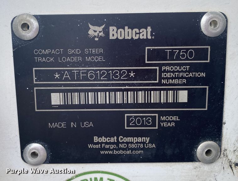 image for item DK6405 2013 Bobcat T750  tracked skid steer loader