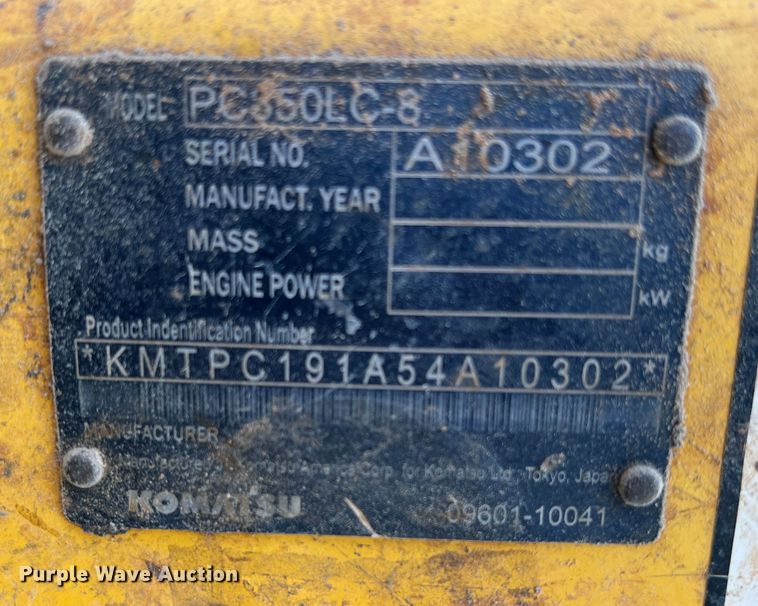 image for item DK7009 2011 Komatsu PC350LC-8  excavator
