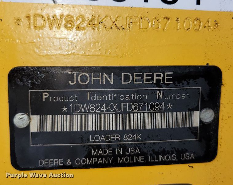 image for item DM2474 2015 John Deere 824K-II  wheel loader