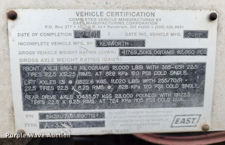 image for item DM2485 2001 Kenworth T800  dump truck