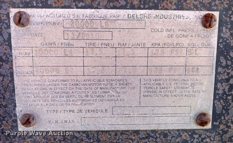 image for item DN5140 2010 Belshe BF9T  equipment trailer