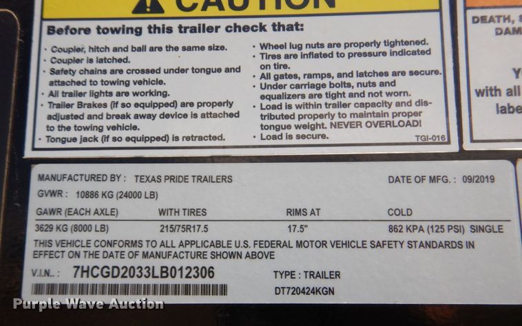 image for item DO1510 2020 Texas Pride  dump trailer