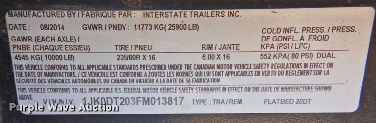 image for item DP4670 2015 Interstate 20DT  equipment trailer